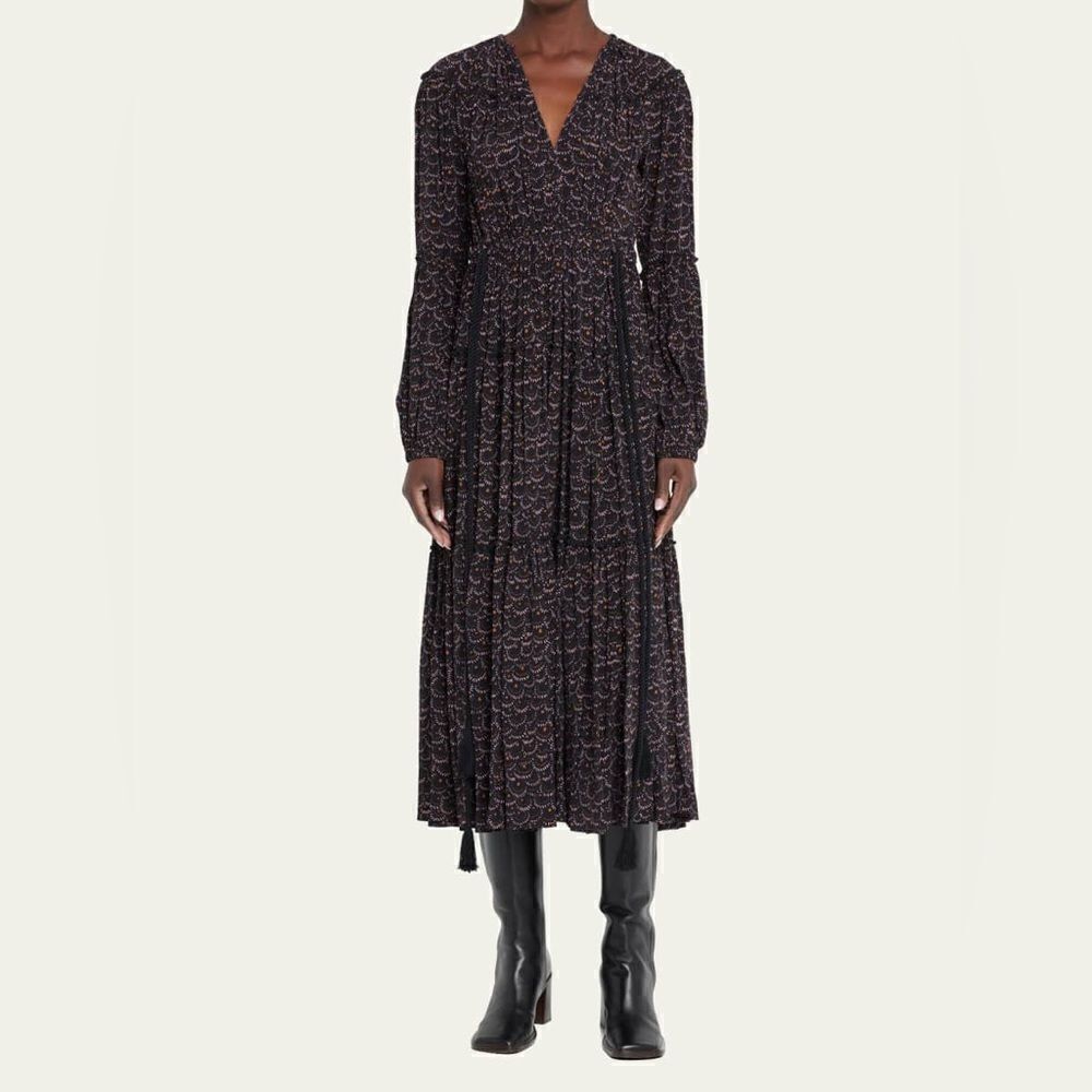 A.L.C Joana Tiered Side-Tie Maxi Dress
